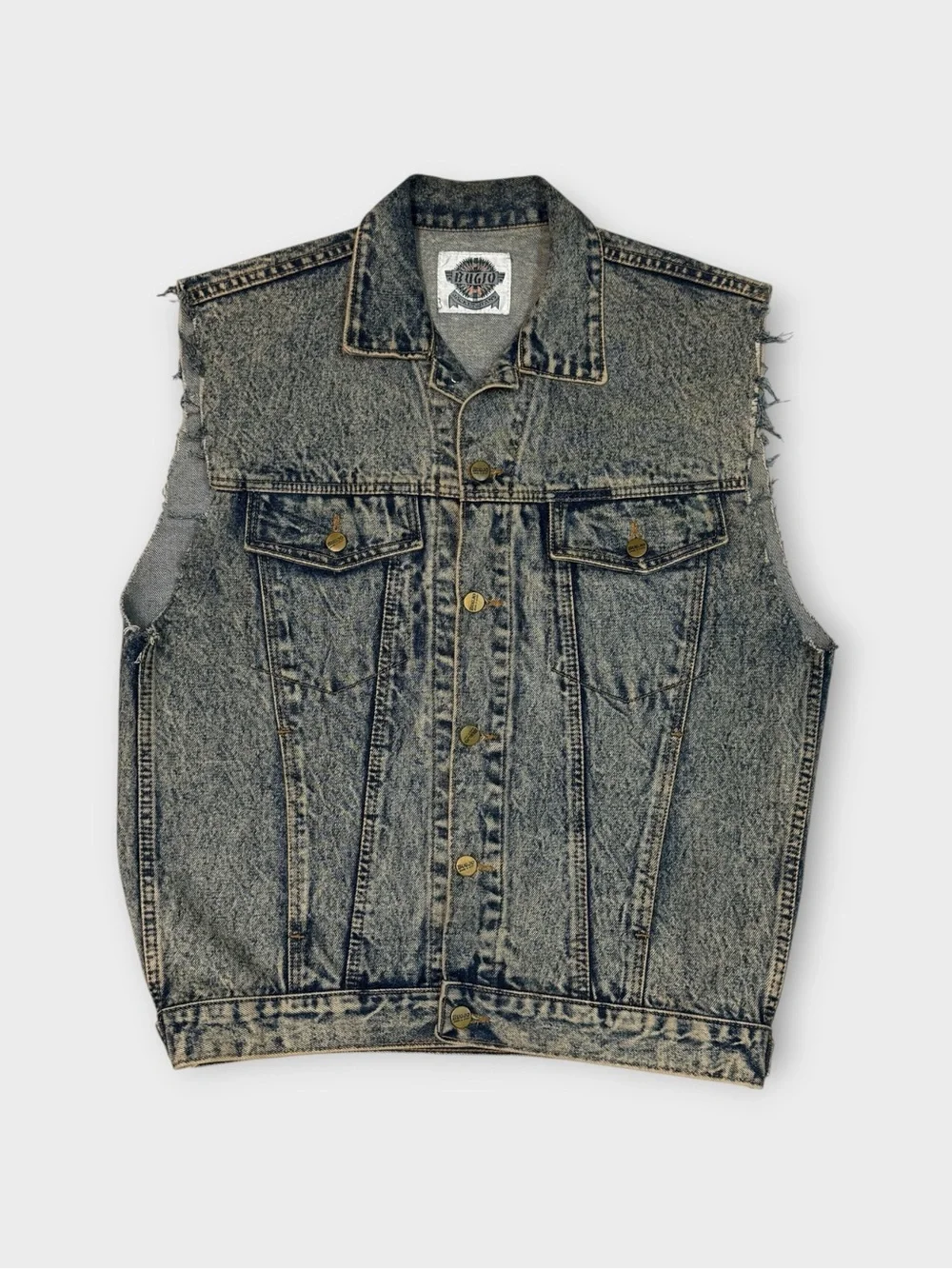 Vintage BUGJO Acid Wash Cutoff Denim Vest